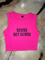 Boobs Not Bombs Tank Hot Pink