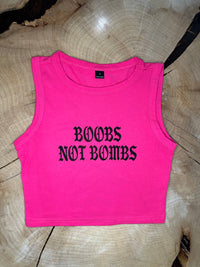 Boobs Not Bombs Tank Hot Pink