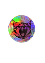 Round holographic Cuntry Club logo sticker with a black screaming cat face