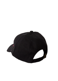 Three-quarter back view of the black Fuck ICE adjustable baseball cap