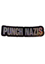Black Punch Nazis sticker with silver glitter lettering