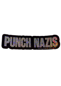 Black Punch Nazis sticker with silver glitter lettering