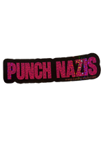 XL Punch Nazis sticker with black lettering on a rainbow holographic background