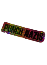 Punch Nazis sticker in multicolor holographic glitter with bold black lettering