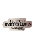 Pink Boobs Not Bombs sticker with black gothic lettering and a black border