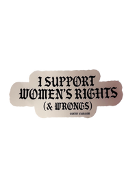 Pink Boobs Not Bombs sticker with black gothic lettering and a black border